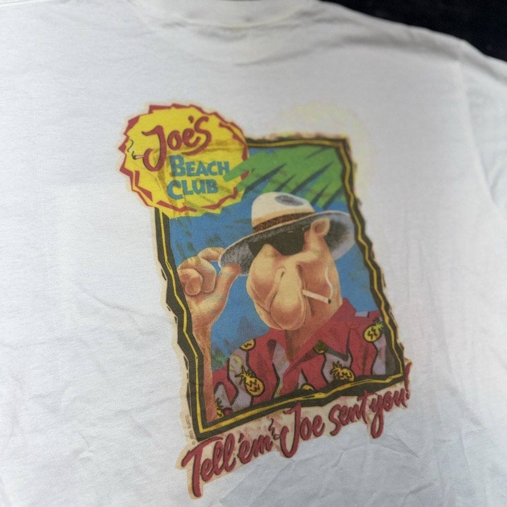 Vtg 1993 Joe Camel T Shirt XL Pocket Joes Beach Club Silkworm 90s Tobacco